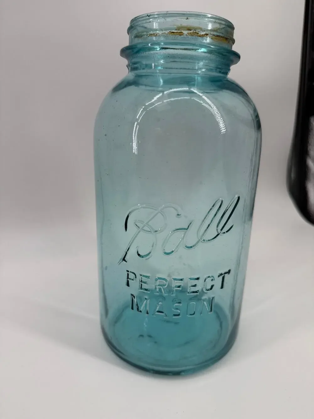 Vintage Blue Ball Perfect Mason Jar Aqua Glass 1/2 Gallon Canning Bottom Mark 1